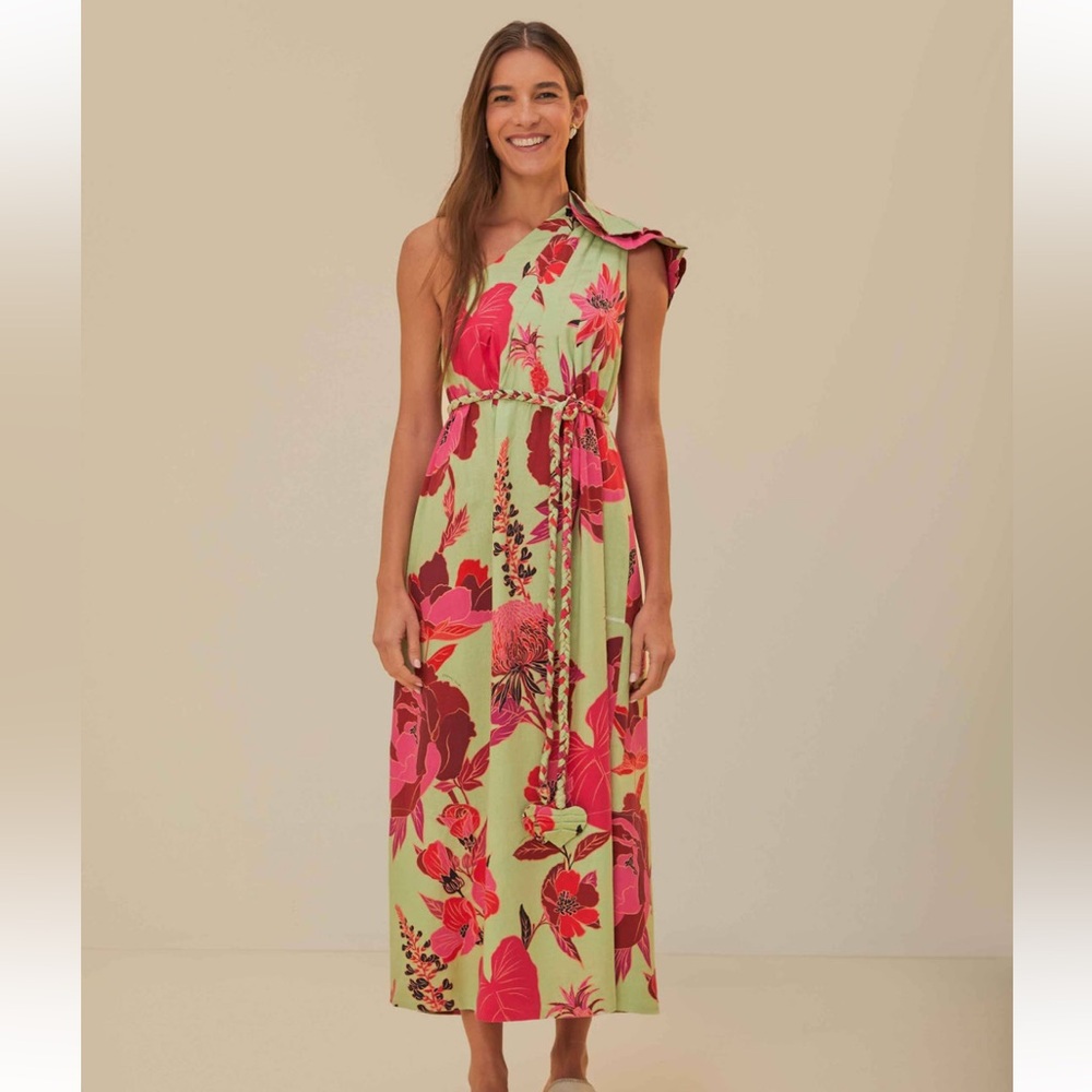 NWT Farm Rio XL Green Fresh Garden Lenzing™ Ecovero™ Euroflax™ Maxi Dress